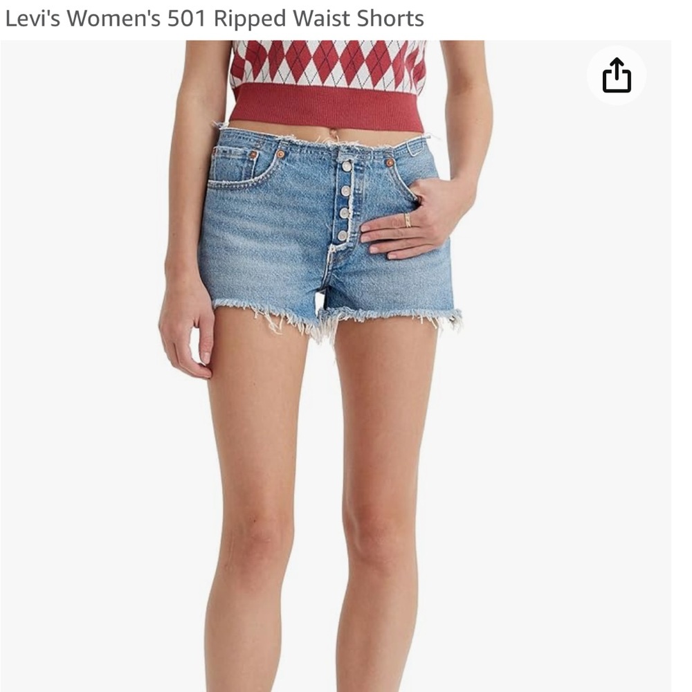 Levi’s 501 Shorts Mid Rise Button Fly Distressed Cut-off NWT